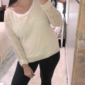 MAIN STRIP size small ivory lightweight lightly sheer sweater